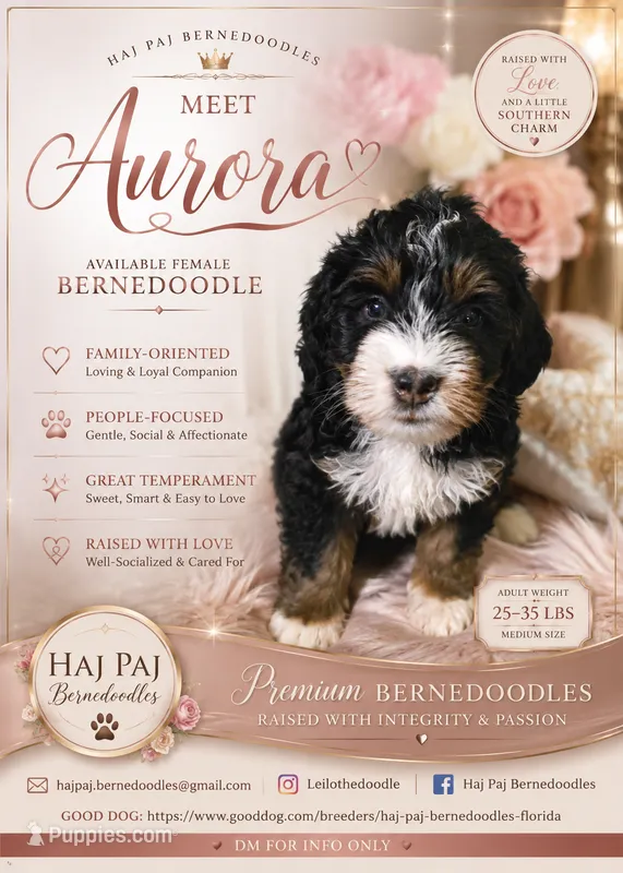 Purple Collar – Miniature Bernedoodle puppy for sale in Jacksonville Beach, FL