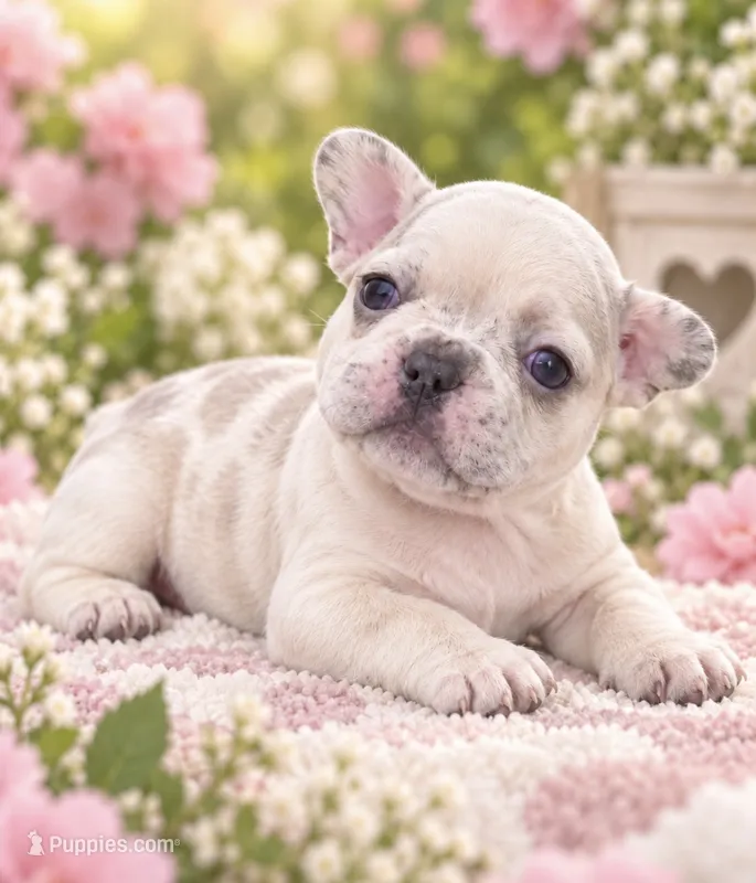 Female fuchsia - very light lilac fawn merle – French Bulldog puppy for sale in Millville, MN