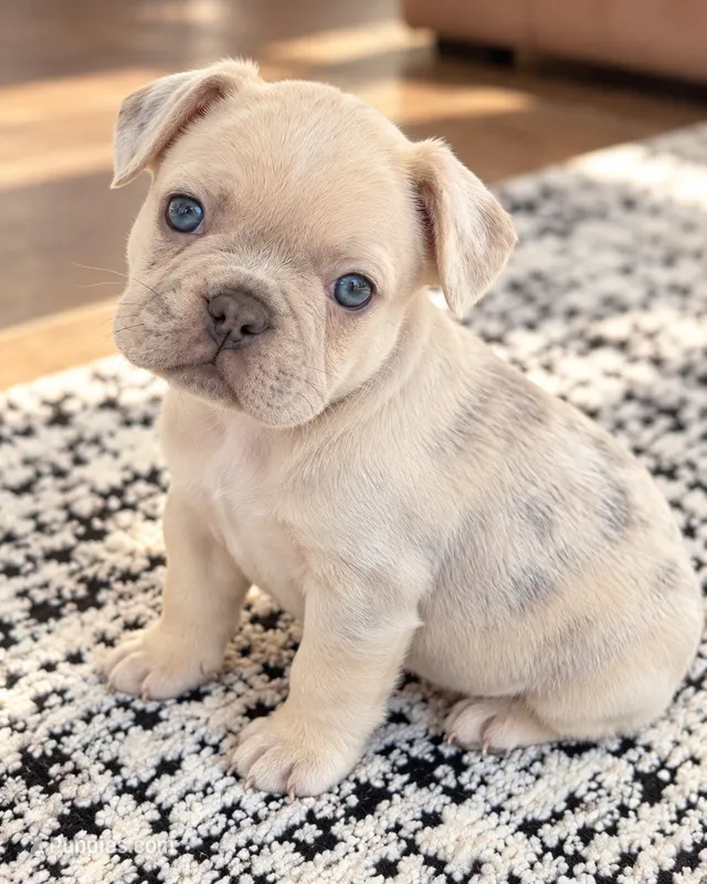 Baby Blue collar- Rare Dilute Cocoa Merle  Fawn/Sable DNA confirmed  – French Bulldog puppy for sale in Millville, MN