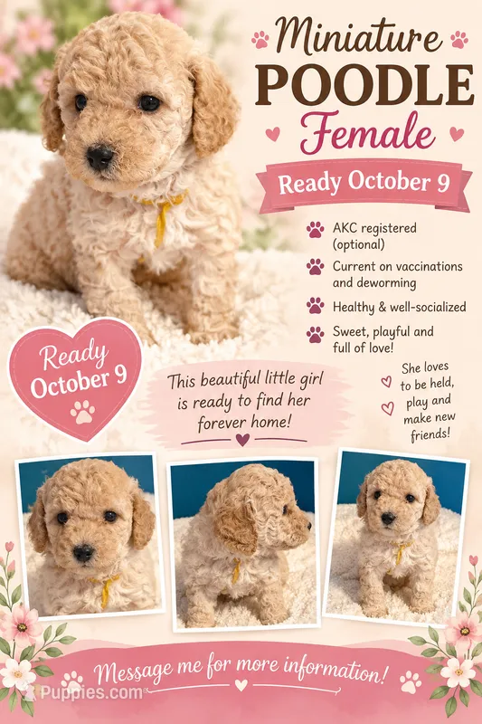 AKC Miniature Poodle Female -  Katie – Poodle - Miniature  puppy for sale in Phoenix, AZ