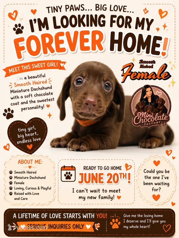 CKC SMOOTH HAIRED ORANGE  – Miniature Dachshund puppy for sale in Liberty, TX