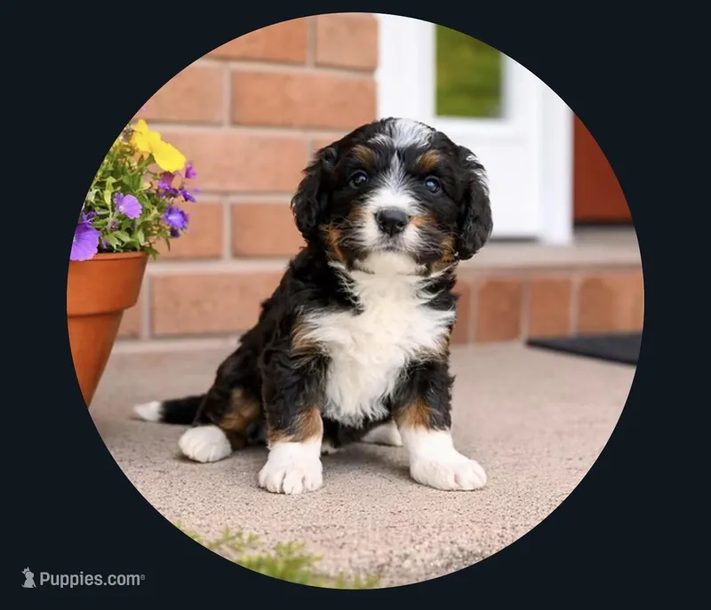 Birch, White Collar Boy – Miniature Bernedoodle puppy for sale in Salt Lake City, UT