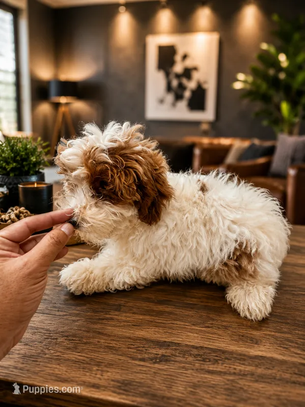 Kenzo white and red  – Miniature Goldendoodle puppy for sale in Orlando, FL