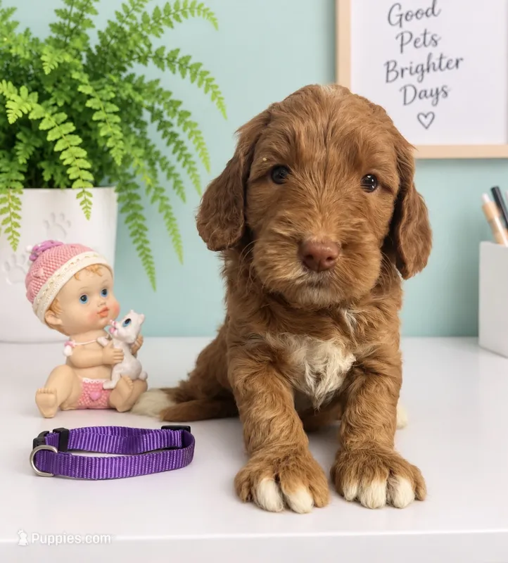 Purple Collar – Miniature Goldendoodle puppy for sale in Tucson, AZ