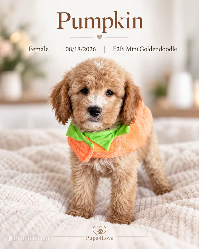 Pumpkin F2B Mini Goldendoodle – Miniature Goldendoodle puppy for sale in Madison, WI