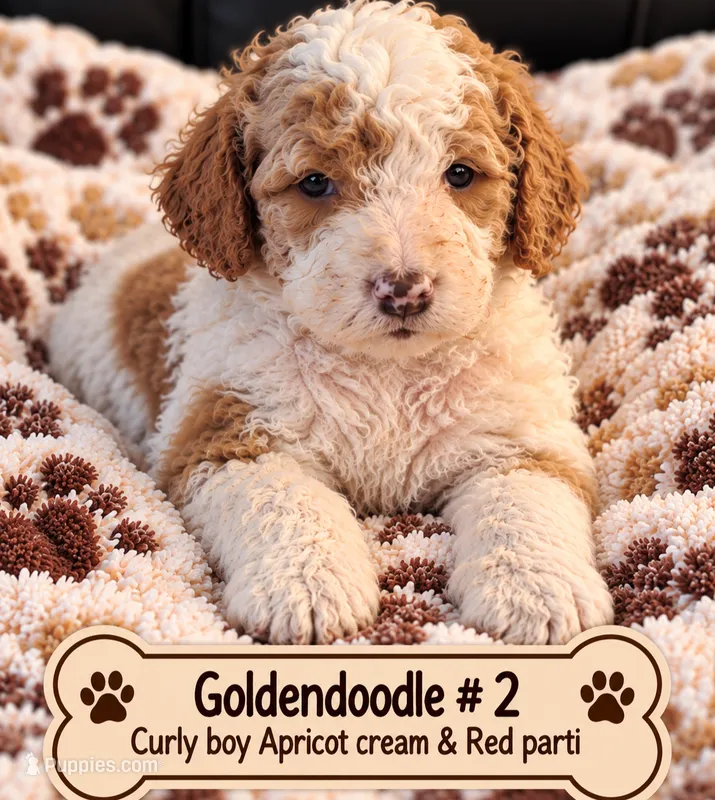 Goldendoodle Boy 2 Apricot cream parti  – Goldendoodle puppy for sale in Tarboro, NC