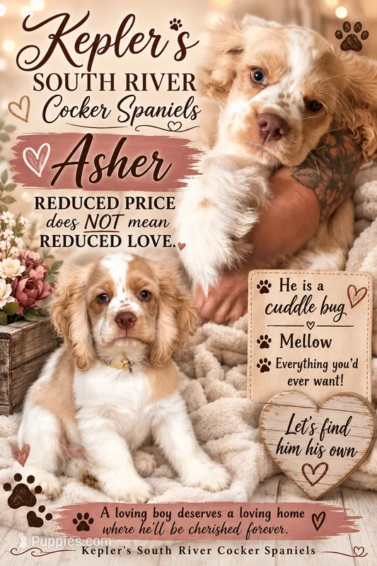 “Asher” – Cocker Spaniel puppy for sale in Zanesville, OH