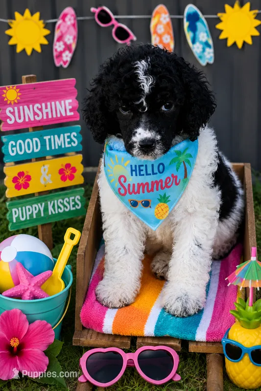 Black white male parti – Poodle - Standard  puppy for sale in George West, TX