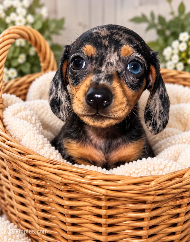Black & Tan Dappled Boy  – Miniature Dachshund puppy for sale in Lakeland, FL