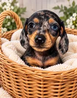 Black & Tan Dappled Boy , a male Miniature Dachshund for sale in Lakeland, FL – 1 of 2