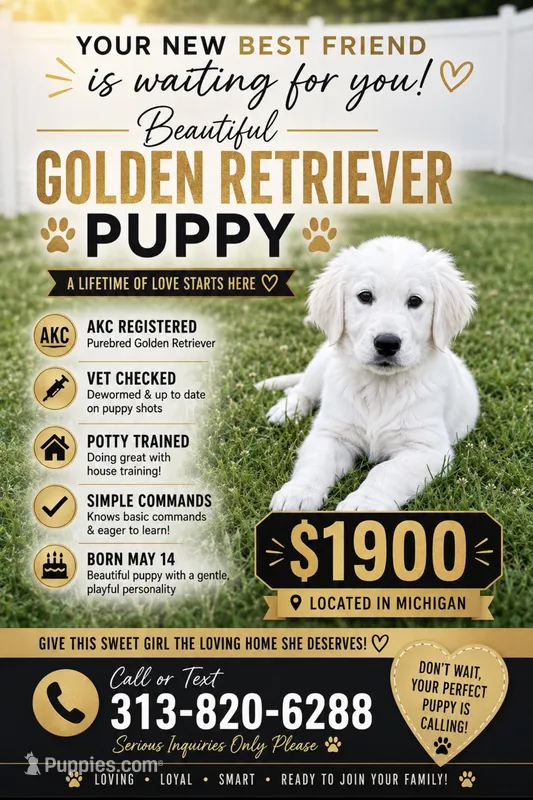 Willow  – English Cream Golden Retriever puppy for sale in Trenton, MI