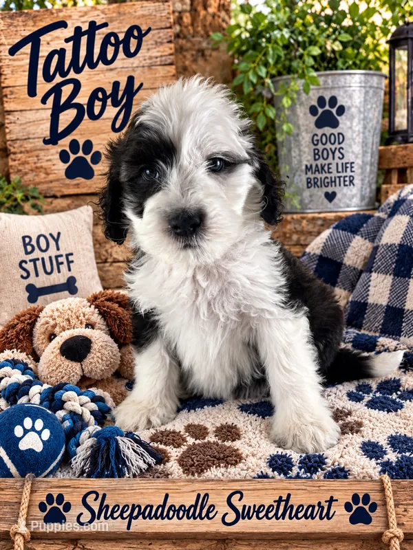 TATTOO – Sheepadoodle puppy for sale in Fort Worth, TX