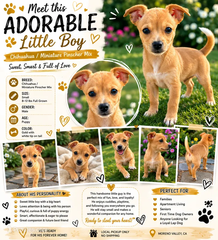 Boy chihuahua/min pin  – Chihuahua, Miniature Pinscher puppy for sale in Moreno Valley, CA
