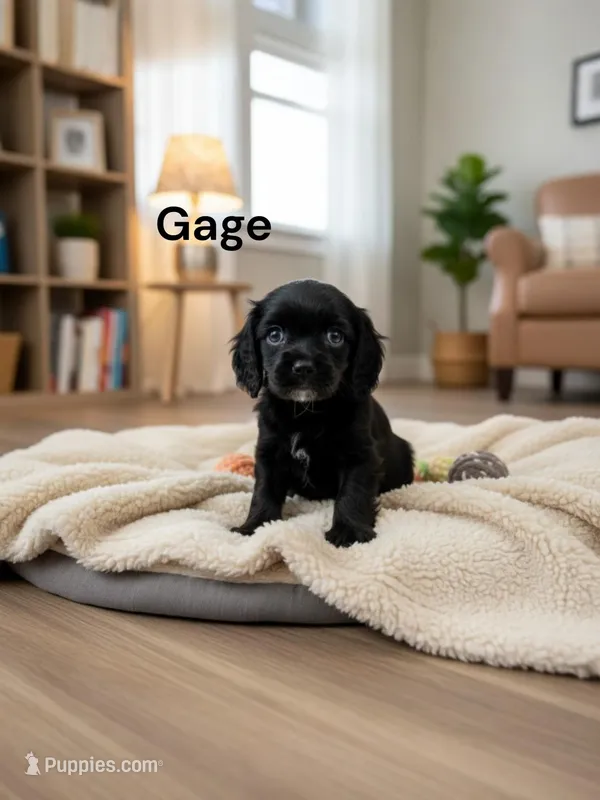 Gage (solid Black) – Cavalier King Charles Spaniel puppy for sale in DeMotte, IN