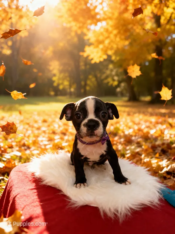 Puppy #3 purple collar  – Boston Terrier puppy for sale in Naugatuck, CT