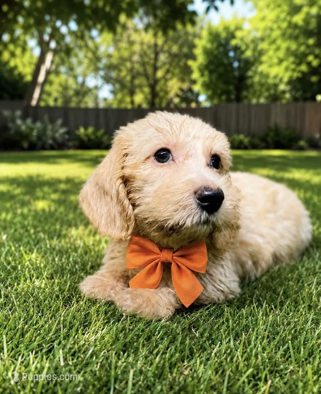 Orange collar, wire coat, female – Miniature Dachshund puppy for sale in Sun Valley, CA