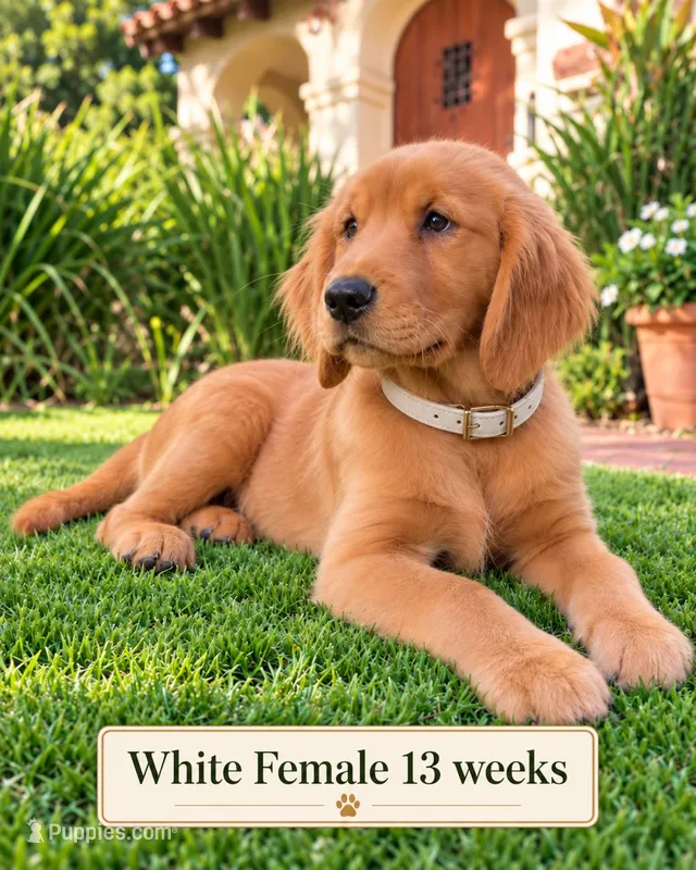 White AKC CKC.  DNA HlLTH Tested     – Golden Retriever puppy for sale in Los Angeles, CA