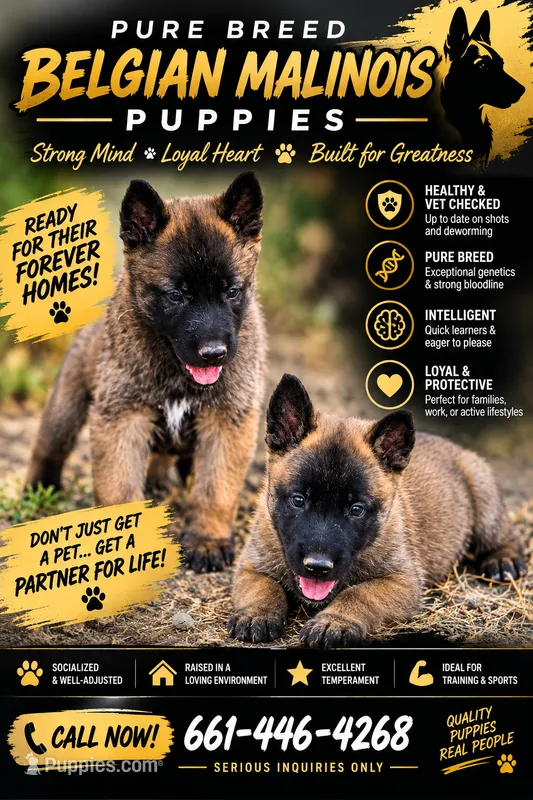 Male 1 – Belgian Malinois puppy for sale in Shafter, CA