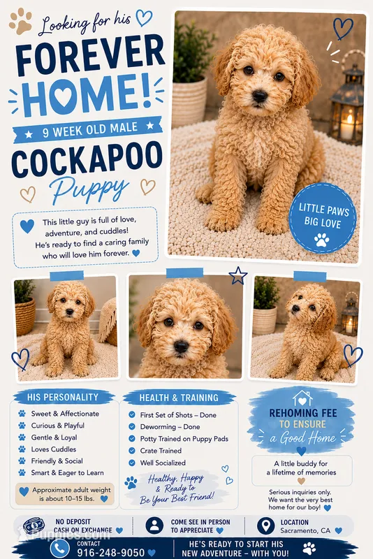 Buddy  – Cockapoo puppy for sale in Sacramento, CA