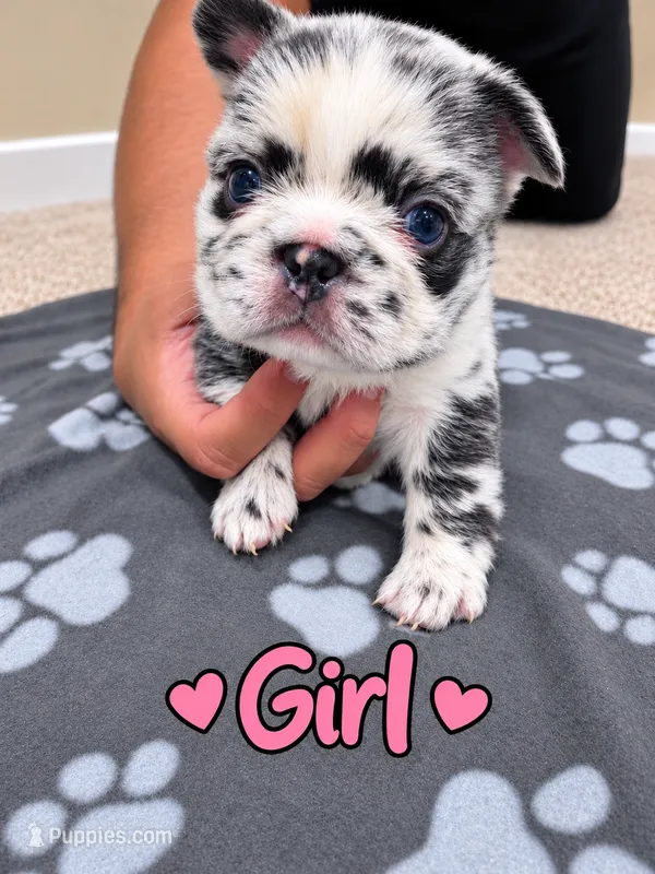 Beautiful Merle French Bulldog fluffy Girl  – French Bulldog puppy for sale in Orland Park, IL