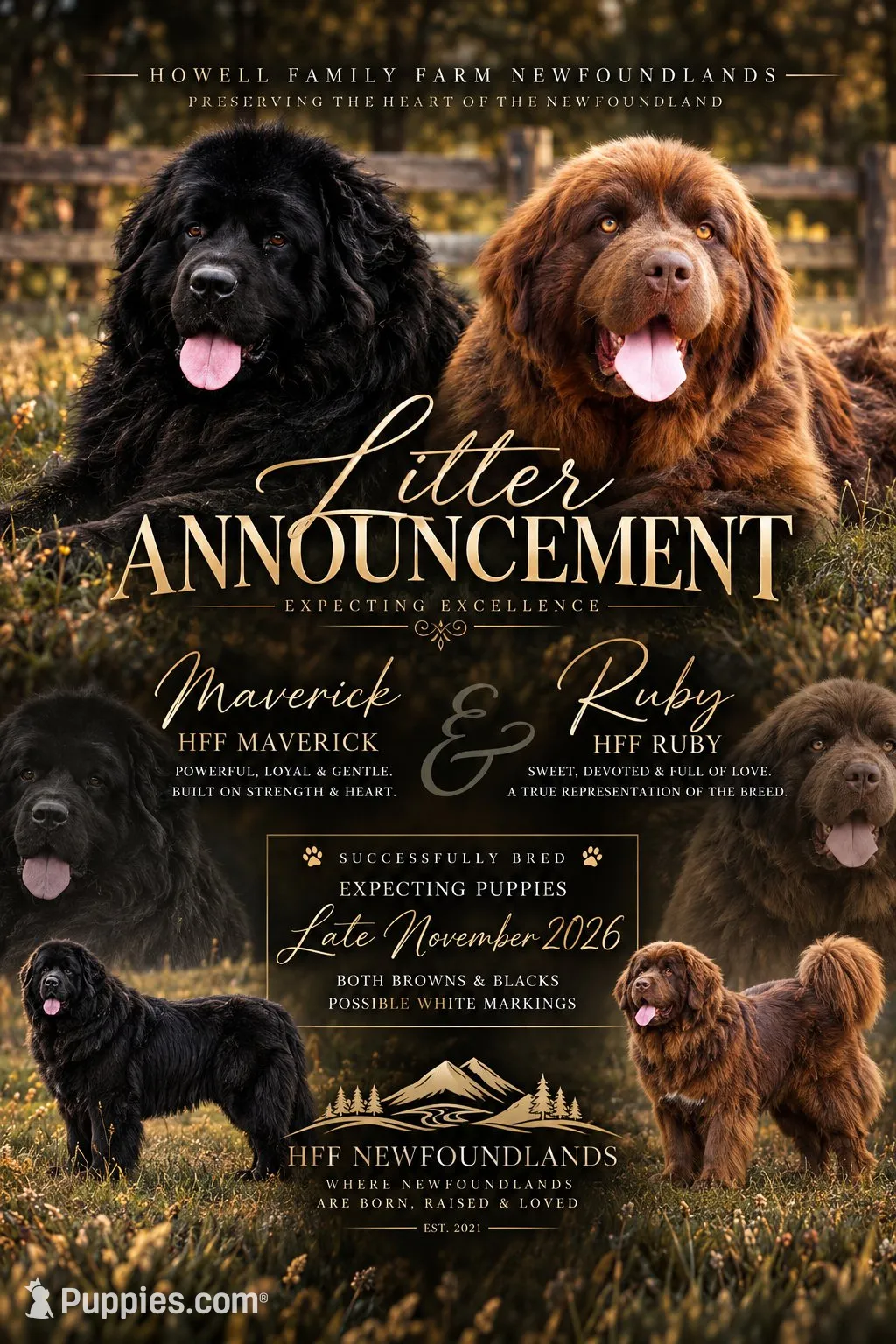 Expecting late November, a  Newfoundland for sale in Marshville, NC – 1 of 1