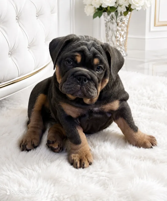 Blue Tri female – English Bulldog puppy for sale in San Diego, CA
