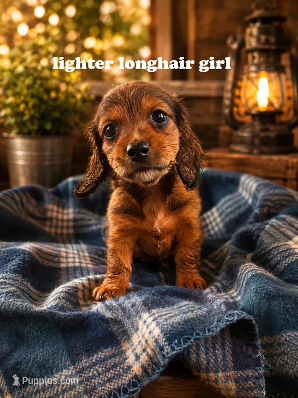 Light brown long haired girl – Miniature Dachshund puppy for sale in Rockford, IL