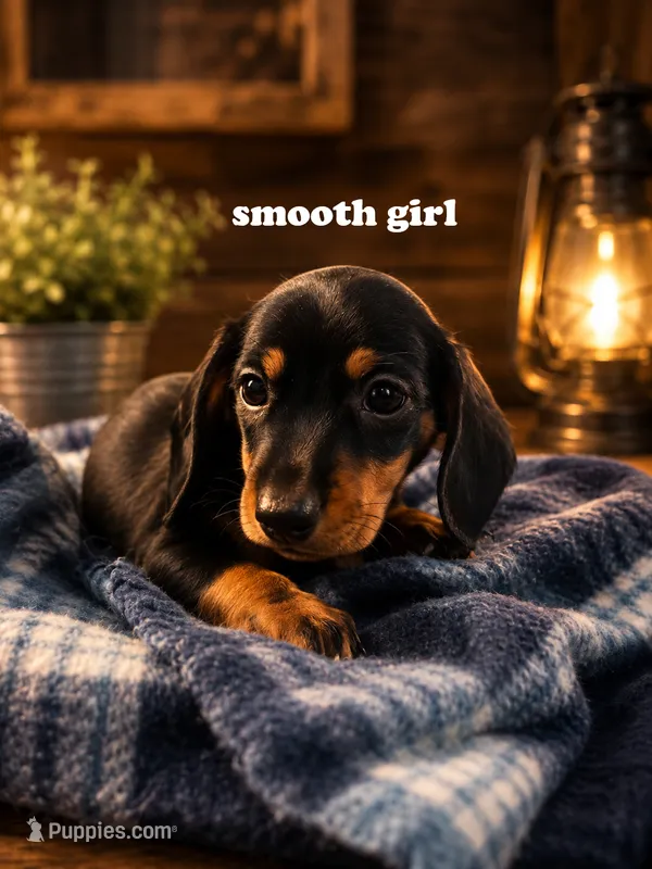 Smooth black and tan girl – Miniature Dachshund puppy for sale in Rockford, IL
