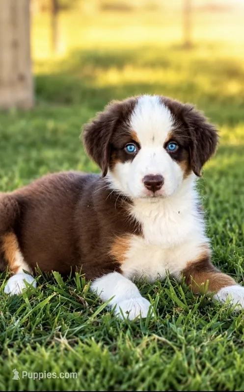 BLUE EYED RED TRI – Miniature Australian Shepherd puppy for sale in California, MO