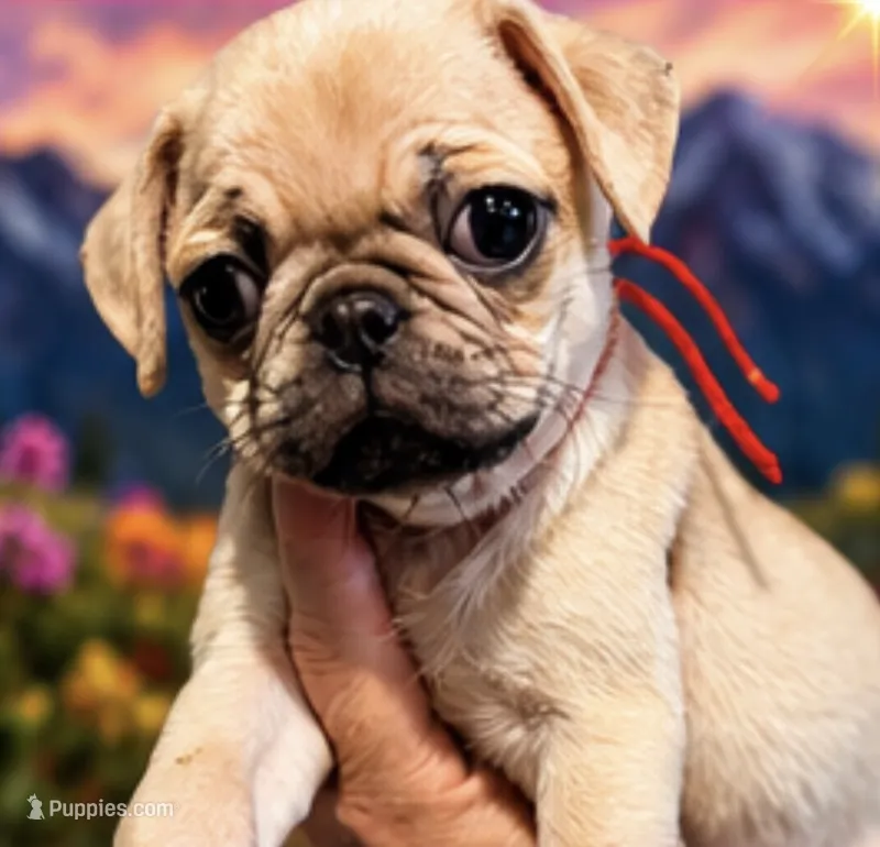 Red collar maskless fawn  female ready now  – Pug puppy for sale in Peyton, CO