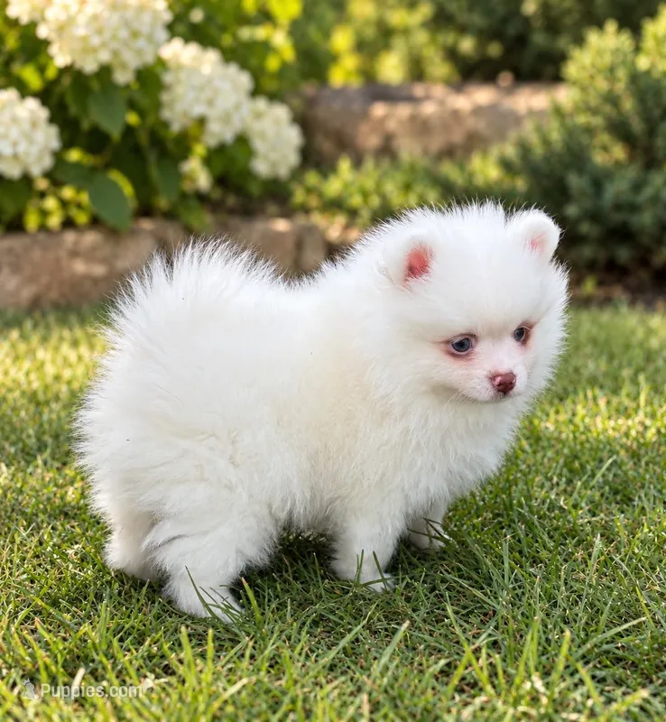 Choc Parti extreme piebald – Pomeranian puppy for sale in Bourbonnais, IL