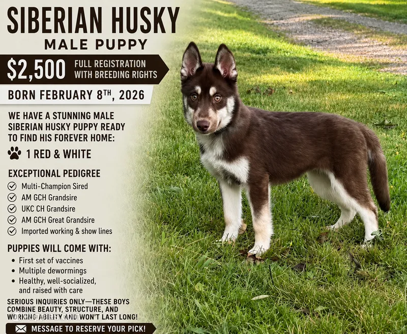 Quigley – Siberian Husky puppy for sale in Augusta, WV