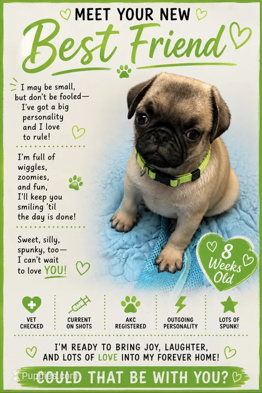 Green – Pug puppy for sale in Ludowici, GA