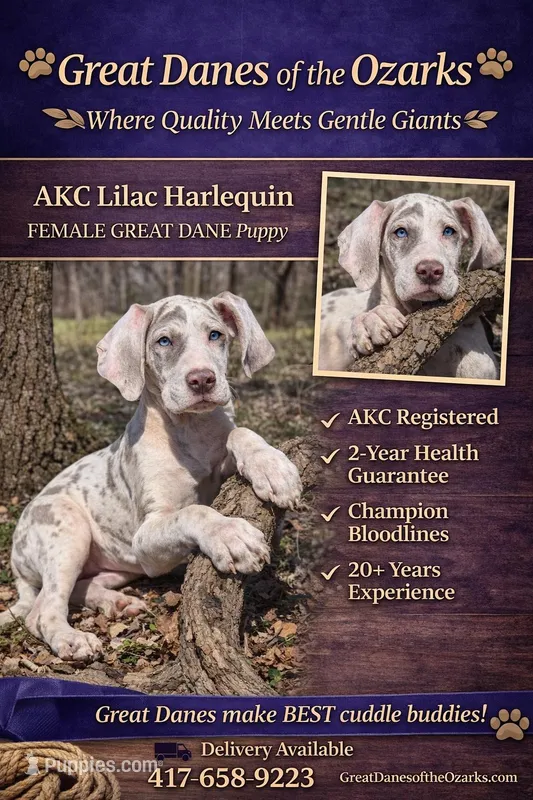 Lilac Harlequin  – Great Dane puppy for sale in Joplin, MO