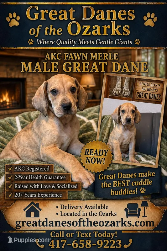 Fawn Merle  – Great Dane puppy for sale in Joplin, MO