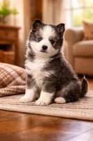 Trevor, a male Pomsky for sale in Clare, MI – Photo 1 of 2