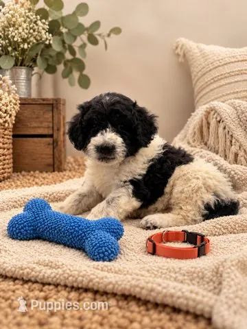 Bear - Orange Collar – Pyredoodle puppy for sale in Carrollton, GA