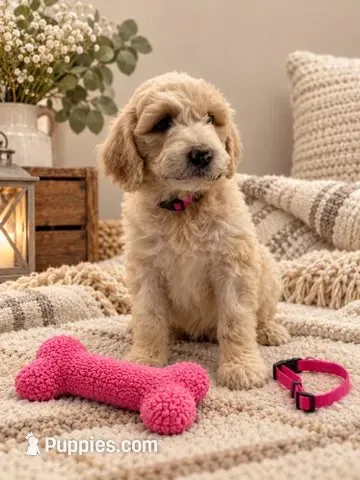 Hazel - Pink Collar – Pyredoodle puppy for sale in Carrollton, GA