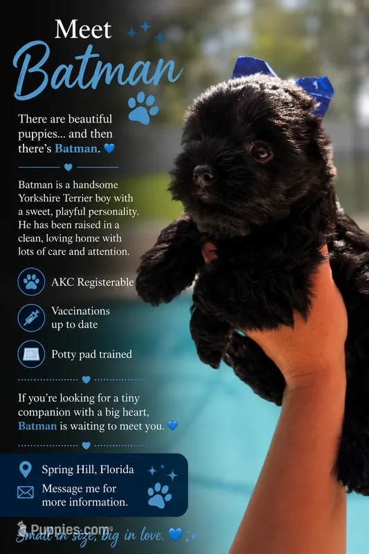 Batman – Yorkshire Terrier puppy for sale in Spring Hill, FL