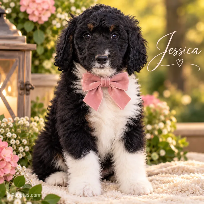 Jessica  – Miniature Bernedoodle puppy for sale in North Adams, MI