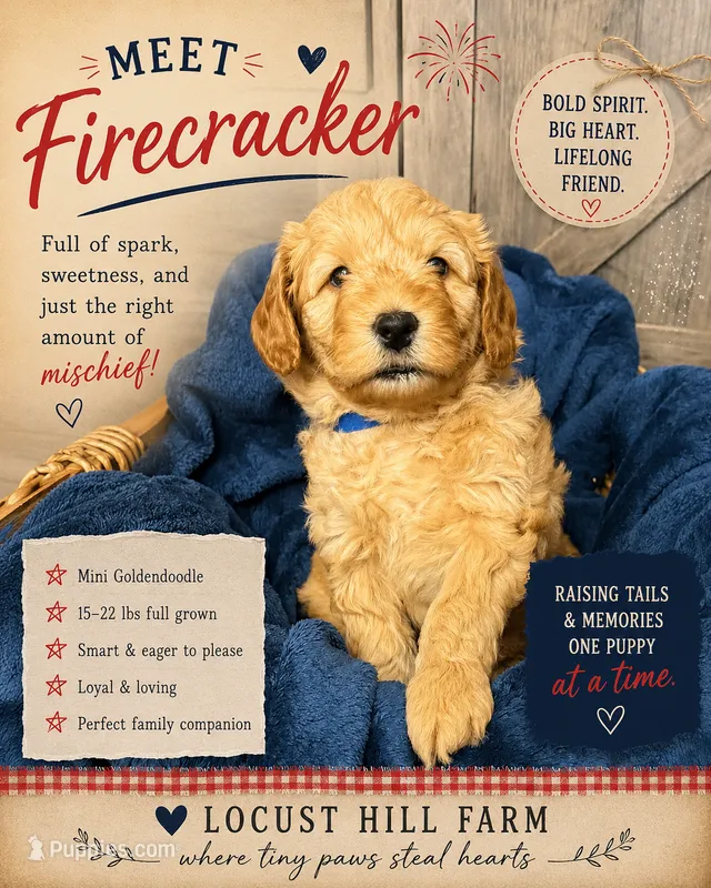 Firecracker  – Miniature Goldendoodle puppy for sale in Bloomington, IN