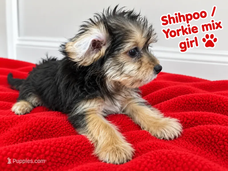 Red girl ready  – Shihpoo, Yorkshire Terrier puppy for sale in Selmer, TN