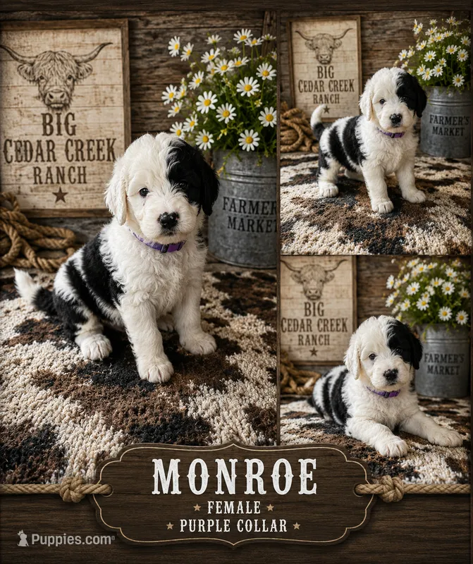 Monroe – Old English Sheepdog, Sheepadoodle puppy for sale in Tryon, OK