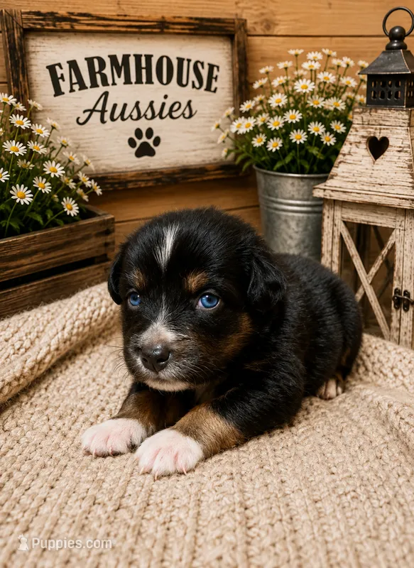Australian shepherd black tri female  – Australian Shepherd puppy for sale in Modesto, CA