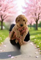Dark pink collar girl, a female Goldendoodle and Miniature Goldendoodle for sale in Battle Ground, WA – 2 of 4