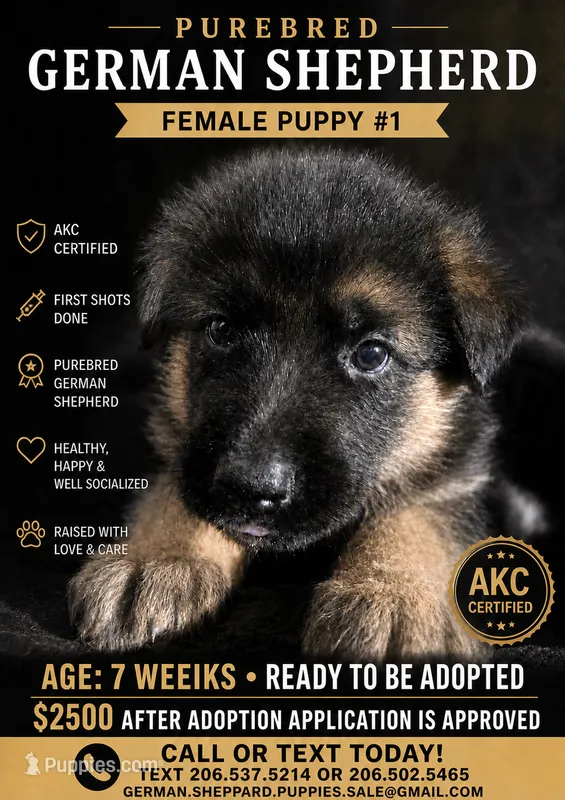 female #3 – German Shepherd Dog puppy for sale in Yelm, WA