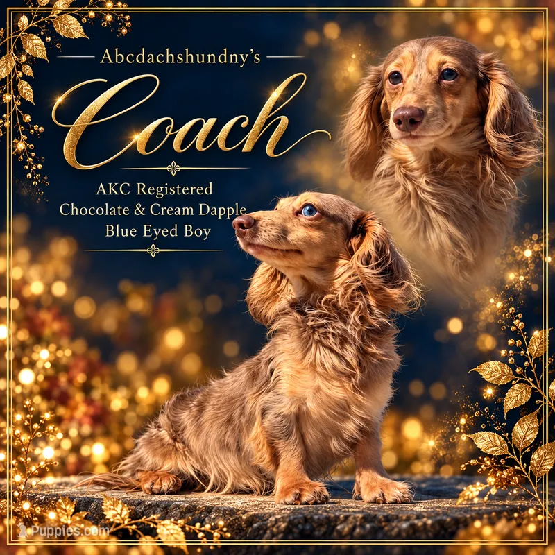 Choc cream Dapple full AKC blue eye!!! – Miniature Dachshund puppy for sale in Oneonta, NY