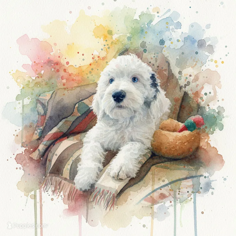 Diva,blue eye,low shed love bug on a leash, pls text phone only! – Old English Sheepdog, Sheepadoodle puppy for sale in Apple Valley, CA