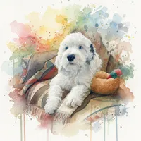 Diva,blue eye,low shed love bug on a leash, pls text phone only!, a female Old English Sheepdog and Sheepadoodle for sale in Apple Valley, CA – 2 of 10
