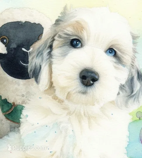 Hallie, one of a kind ,colors galore!,blue eye! – Old English Sheepdog, Sheepadoodle puppy for sale in Apple Valley, CA